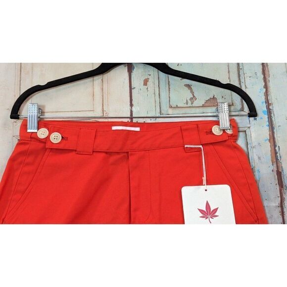 Boast Womens Size 2 Orange Red Slash Pocket Flat Front Mid Rise Chino Shorts - Picture 4 of 8